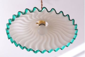 イギリスアンティーク　フリルシェードのペンダントライト(1)