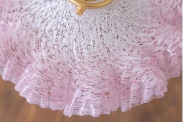 フランスアンティーク　フリルシェードのかわいいペンダントライト(天井照明)