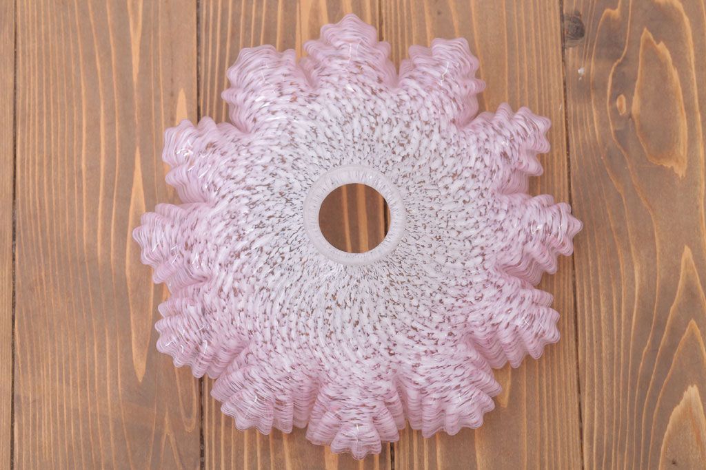 フランスアンティーク　フリルシェードのかわいいペンダントライト(天井照明)