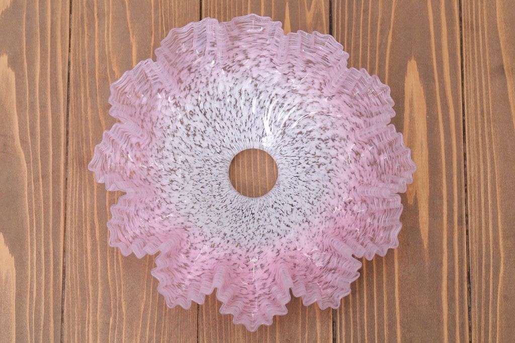 フランスアンティーク　フリルシェードのかわいいペンダントライト(天井照明)