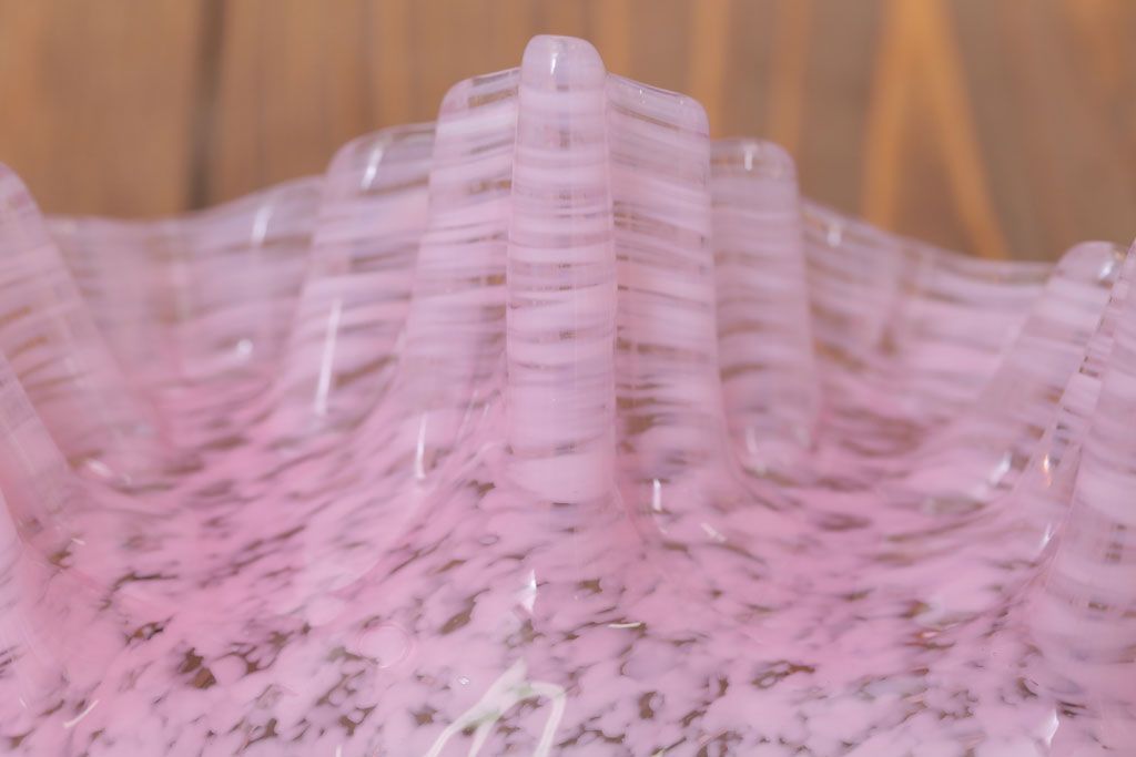 フランスアンティーク　フリルシェードのかわいいペンダントライト(天井照明)