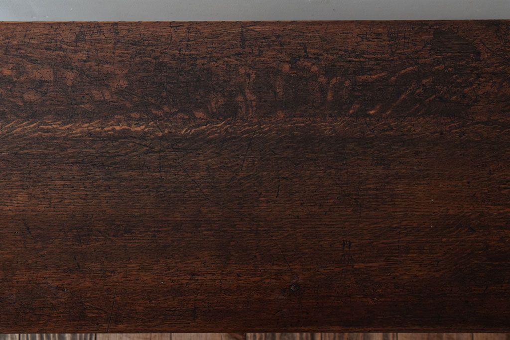 レトロ家具　昭和レトロ　シンプル!古い木の横長平机(2)(コンソールテーブル)