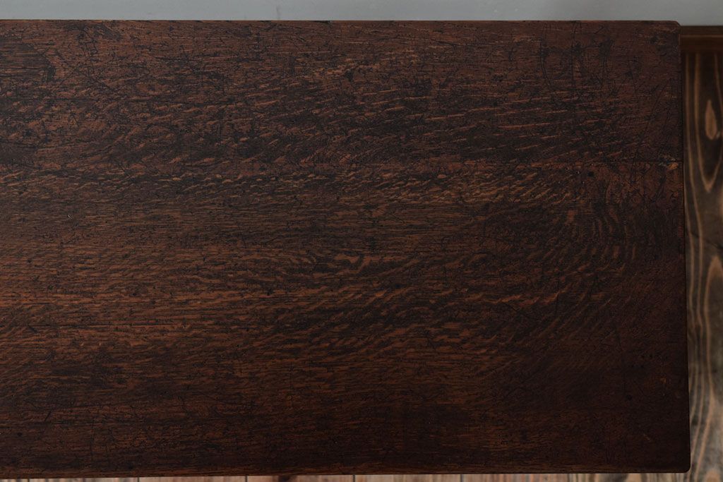 レトロ家具　昭和レトロ　シンプル!古い木の横長平机(2)(コンソールテーブル)