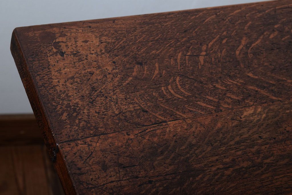 レトロ家具　昭和レトロ　シンプル!古い木の横長平机(2)(コンソールテーブル)