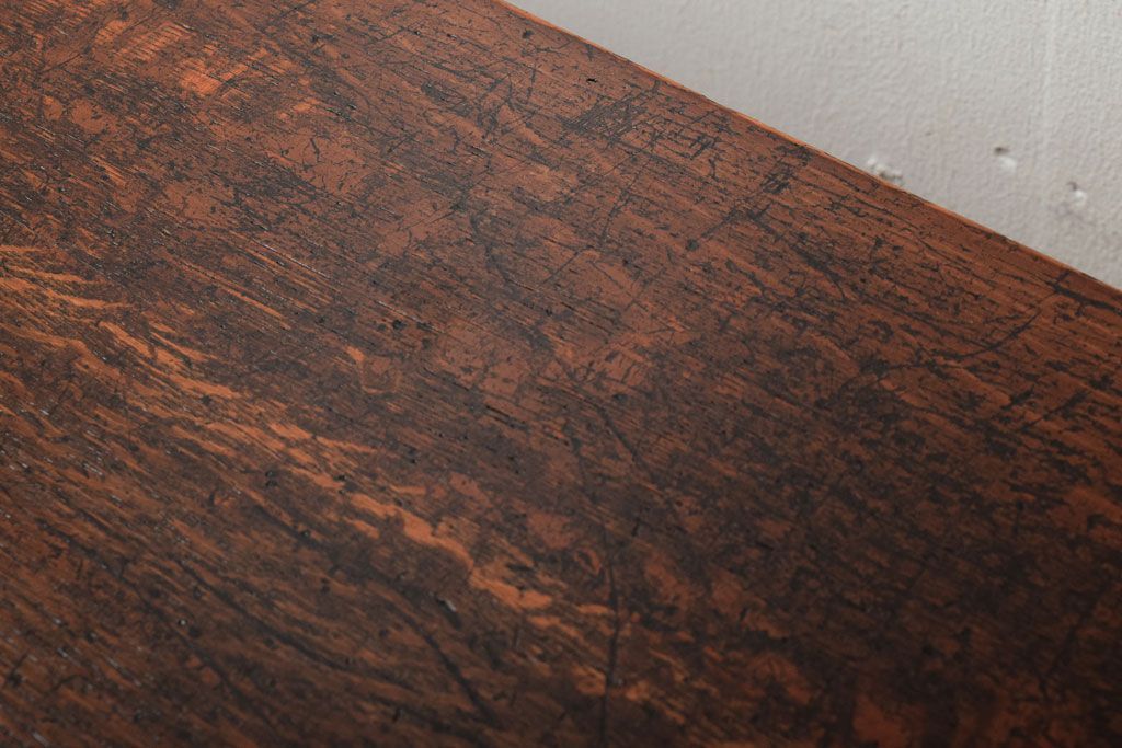 レトロ家具　昭和レトロ　シンプル!古い木の横長平机(2)(コンソールテーブル)