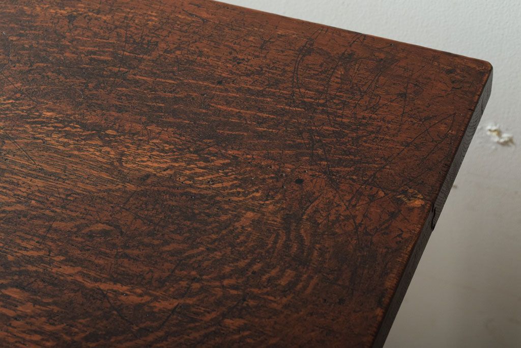 レトロ家具　昭和レトロ　シンプル!古い木の横長平机(2)(コンソールテーブル)