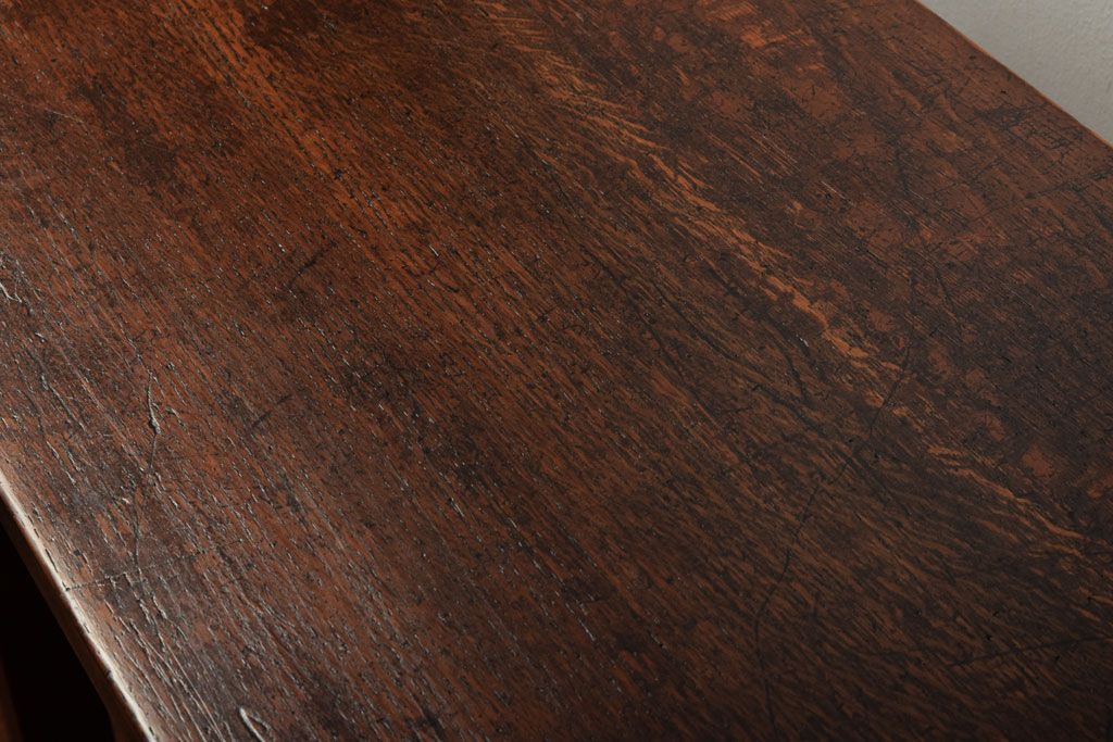 レトロ家具　昭和レトロ　シンプル!古い木の横長平机(2)(コンソールテーブル)