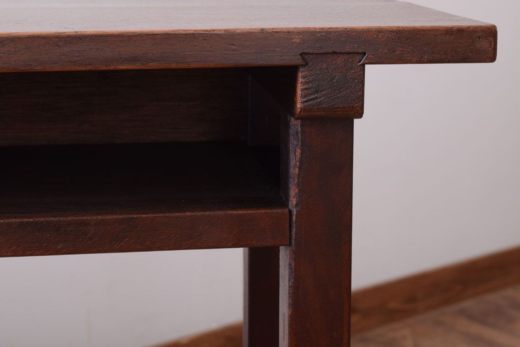 レトロ家具　昭和レトロ　シンプル!古い木の横長平机(2)(コンソールテーブル)