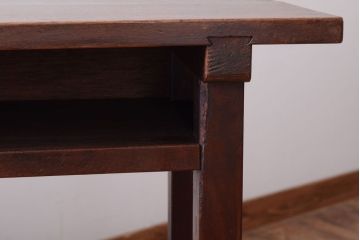 レトロ家具　昭和レトロ　シンプル!古い木の横長平机(2)(コンソールテーブル)