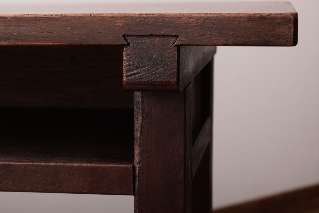 レトロ家具　昭和レトロ　シンプル!古い木の横長平机(2)(コンソールテーブル)