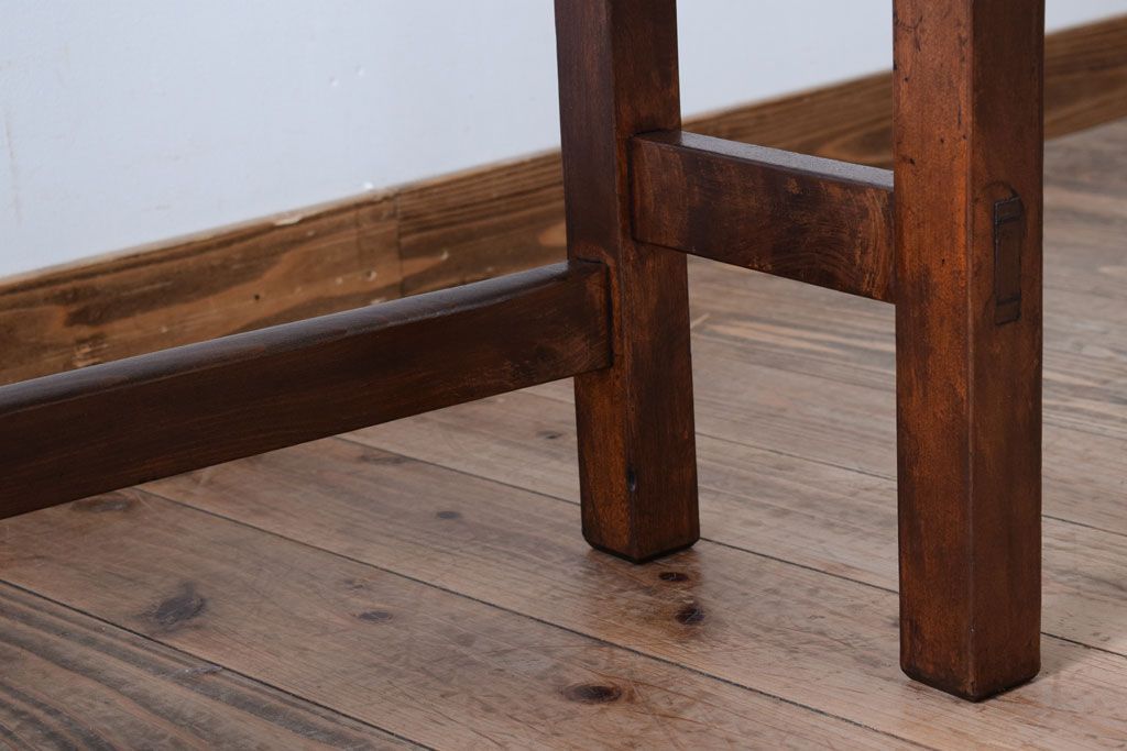 レトロ家具　昭和レトロ　シンプル!古い木の横長平机(2)(コンソールテーブル)