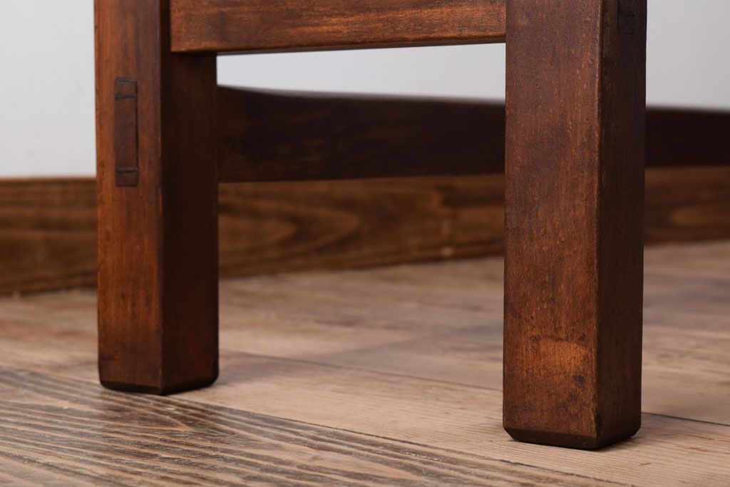 レトロ家具　昭和レトロ　シンプル!古い木の横長平机(2)(コンソールテーブル)