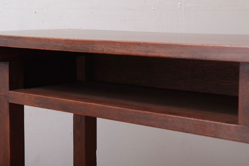 レトロ家具　昭和レトロ　シンプル!古い木の横長平机(2)(コンソールテーブル)