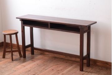 レトロ家具　昭和レトロ　シンプル!古い木の横長平机(2)(コンソールテーブル)