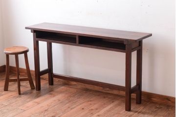 レトロ家具　昭和レトロ　シンプル!古い木の横長平机(3)(コンソールテーブル)