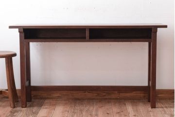 レトロ家具　昭和レトロ　シンプル!古い木の横長平机(3)(コンソールテーブル)