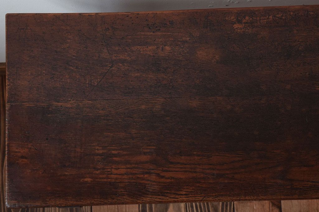 レトロ家具　昭和レトロ　シンプル!古い木の横長平机(3)(コンソールテーブル)