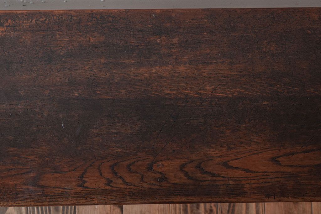 レトロ家具　昭和レトロ　シンプル!古い木の横長平机(3)(コンソールテーブル)