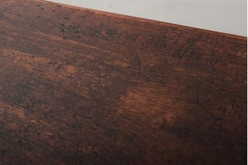 レトロ家具　昭和レトロ　シンプル!古い木の横長平机(3)(コンソールテーブル)