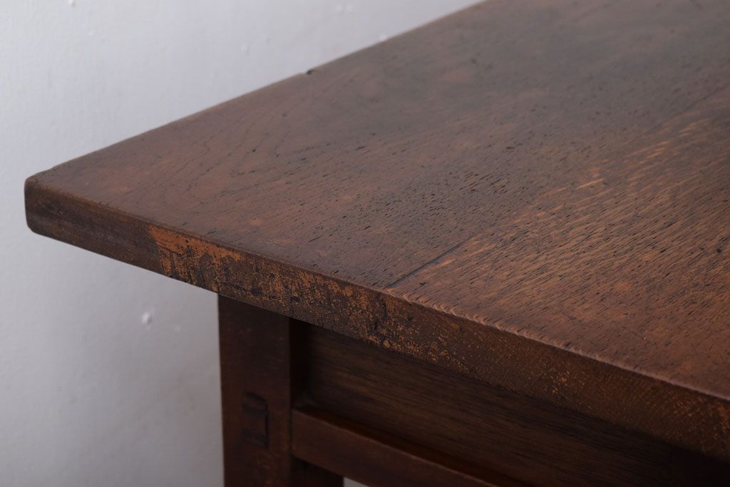 レトロ家具　昭和レトロ　シンプル!古い木の横長平机(3)(コンソールテーブル)