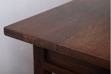 レトロ家具　昭和レトロ　シンプル!古い木の横長平机(3)(コンソールテーブル)