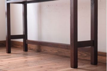 レトロ家具　昭和レトロ　シンプル!古い木の横長平机(3)(コンソールテーブル)