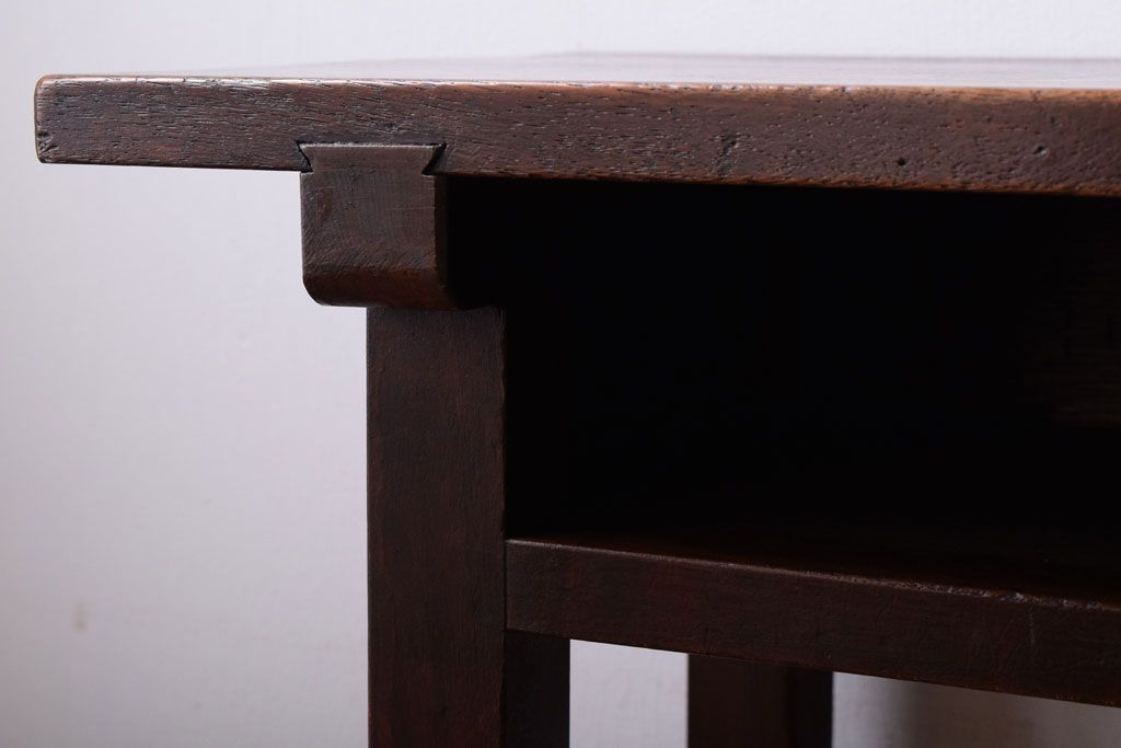 レトロ家具　昭和レトロ　シンプル!古い木の横長平机(3)(コンソールテーブル)