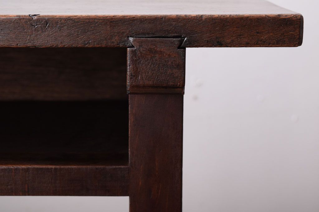 レトロ家具　昭和レトロ　シンプル!古い木の横長平机(3)(コンソールテーブル)