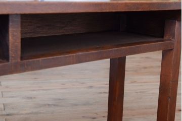 レトロ家具　昭和レトロ　シンプル!古い木の横長平机(3)(コンソールテーブル)