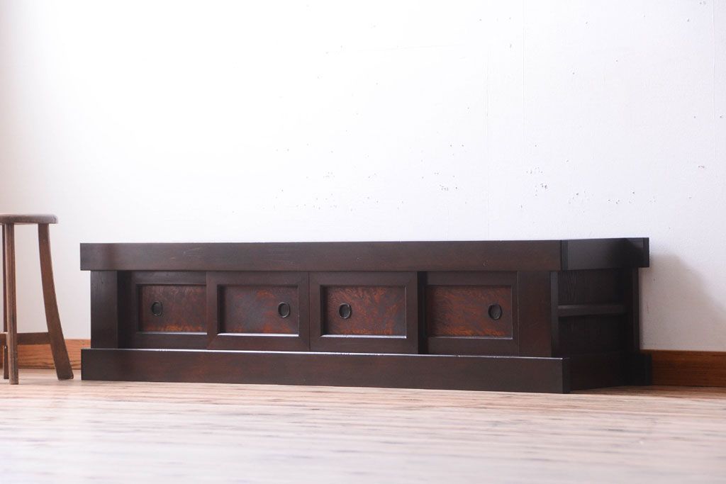 アンティーク家具　和製アンティーク　五尺　大正〜明治期の古いローボード(水屋箪笥、テレビ台、キャビネット、収納棚)