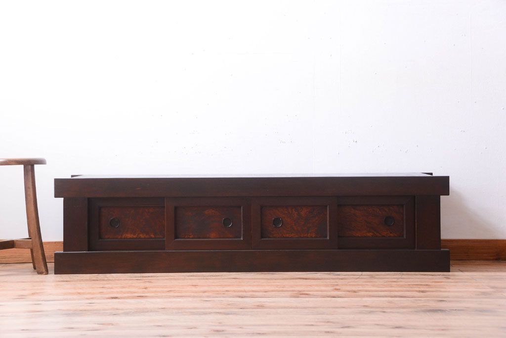 アンティーク家具　和製アンティーク　五尺　大正〜明治期の古いローボード(水屋箪笥、テレビ台、キャビネット、収納棚)