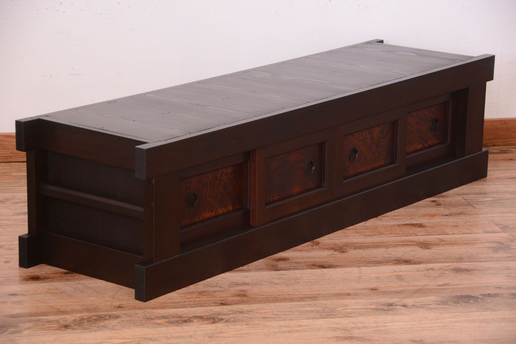 アンティーク家具　和製アンティーク　五尺　大正〜明治期の古いローボード(水屋箪笥、テレビ台、キャビネット、収納棚)