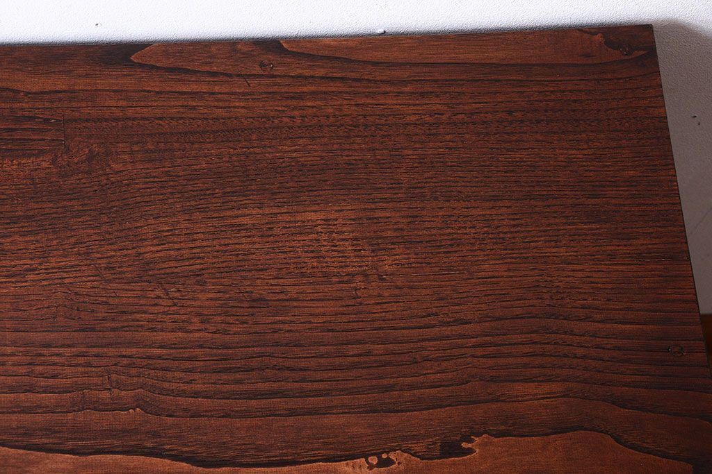 レトロ家具　昭和レトロ　古い木のモールガラス戸収納棚(サイドキャビネット)