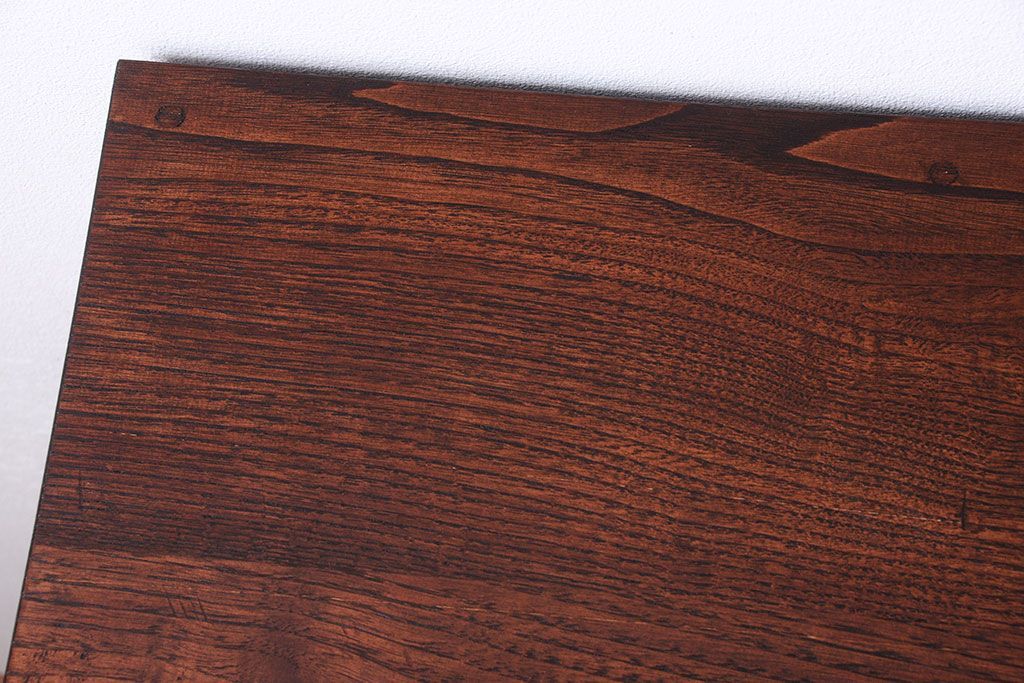 レトロ家具　昭和レトロ　古い木のモールガラス戸収納棚(サイドキャビネット)