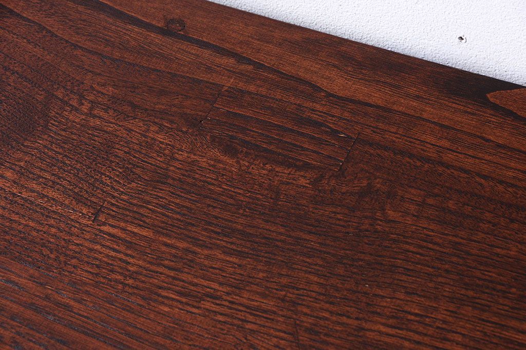 レトロ家具　昭和レトロ　古い木のモールガラス戸収納棚(サイドキャビネット)