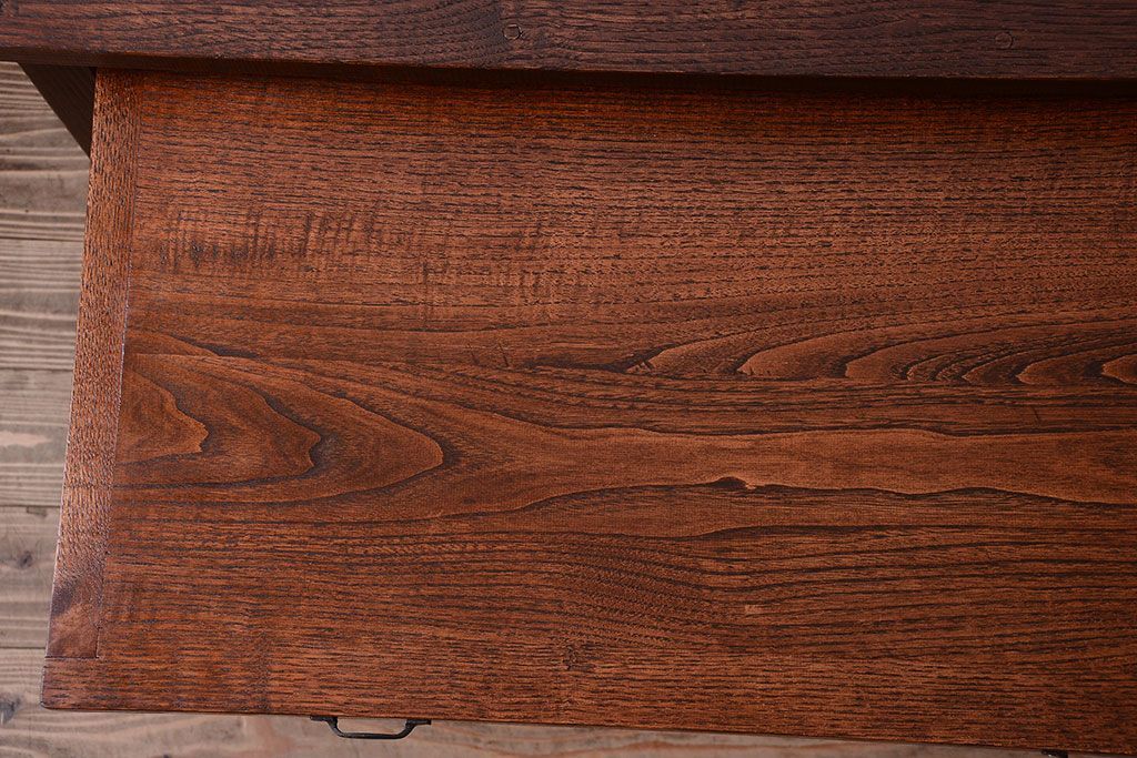 レトロ家具　昭和レトロ　古い木のモールガラス戸収納棚(サイドキャビネット)