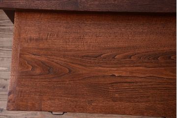 レトロ家具　昭和レトロ　古い木のモールガラス戸収納棚(サイドキャビネット)