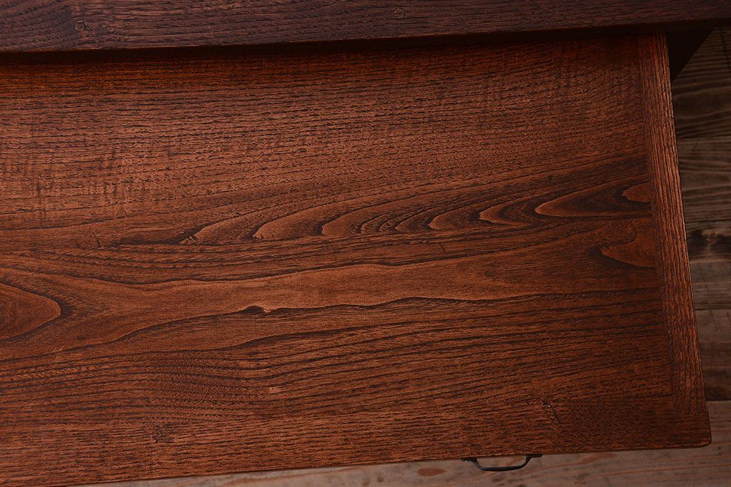 レトロ家具　昭和レトロ　古い木のモールガラス戸収納棚(サイドキャビネット)