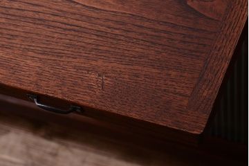 レトロ家具　昭和レトロ　古い木のモールガラス戸収納棚(サイドキャビネット)