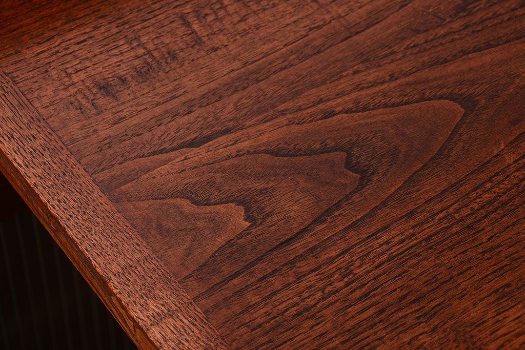 レトロ家具　昭和レトロ　古い木のモールガラス戸収納棚(サイドキャビネット)