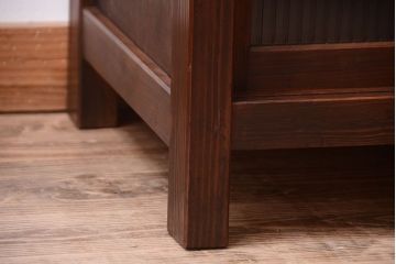 レトロ家具　昭和レトロ　古い木のモールガラス戸収納棚(サイドキャビネット)