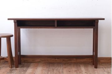 レトロ家具　昭和レトロ　古い木のシンプルな横長平机(コンソールテーブル)