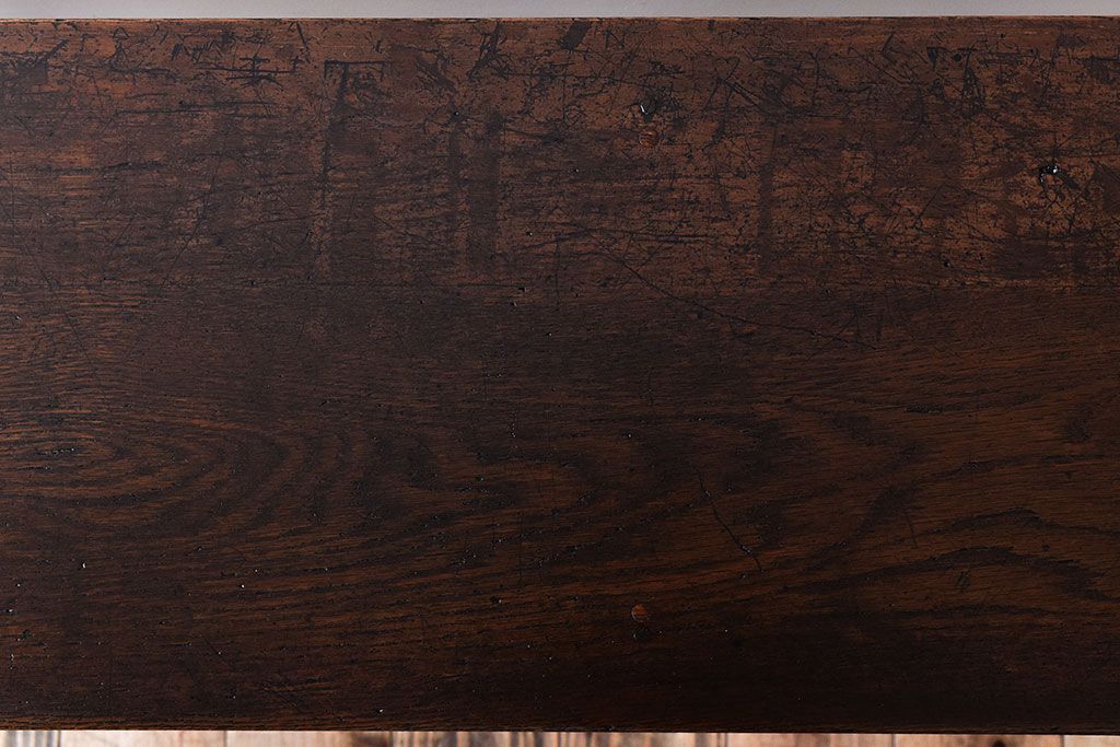 レトロ家具　昭和レトロ　古い木のシンプルな横長平机(コンソールテーブル)