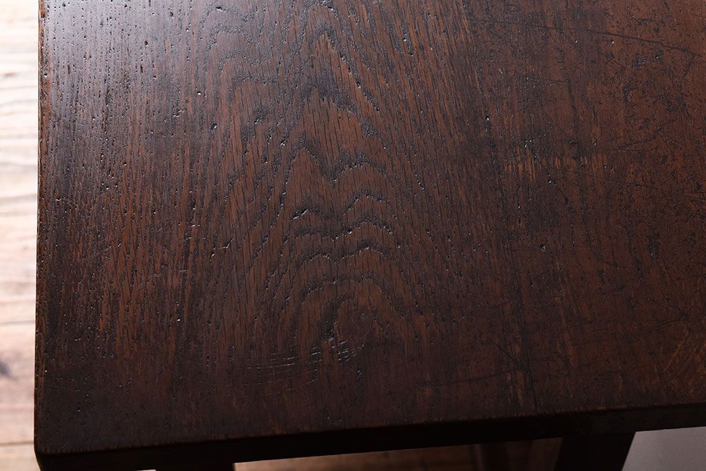 レトロ家具　昭和レトロ　古い木のシンプルな横長平机(コンソールテーブル)