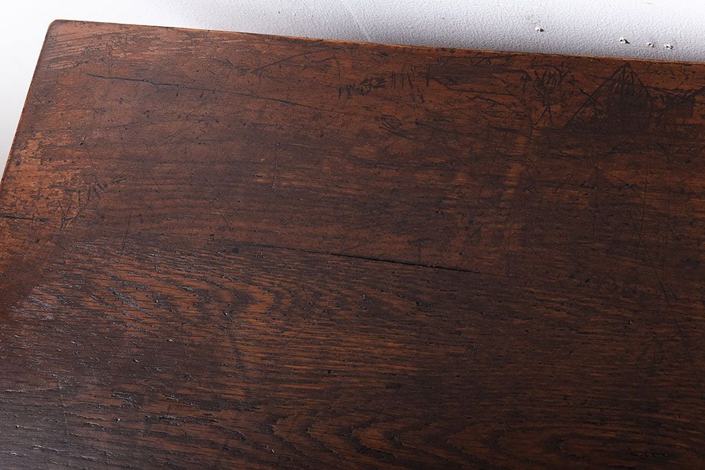 レトロ家具　昭和レトロ　古い木のシンプルな横長平机(コンソールテーブル)