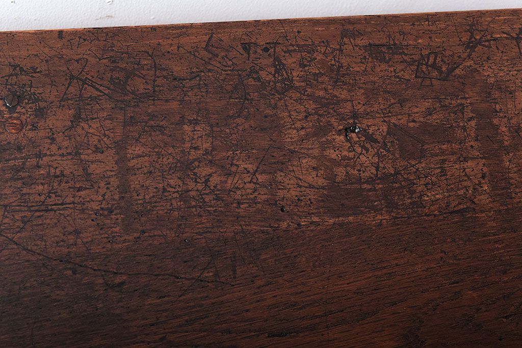 レトロ家具　昭和レトロ　古い木のシンプルな横長平机(コンソールテーブル)