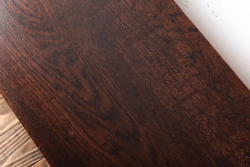 レトロ家具　昭和レトロ　古い木のシンプルな横長平机(コンソールテーブル)