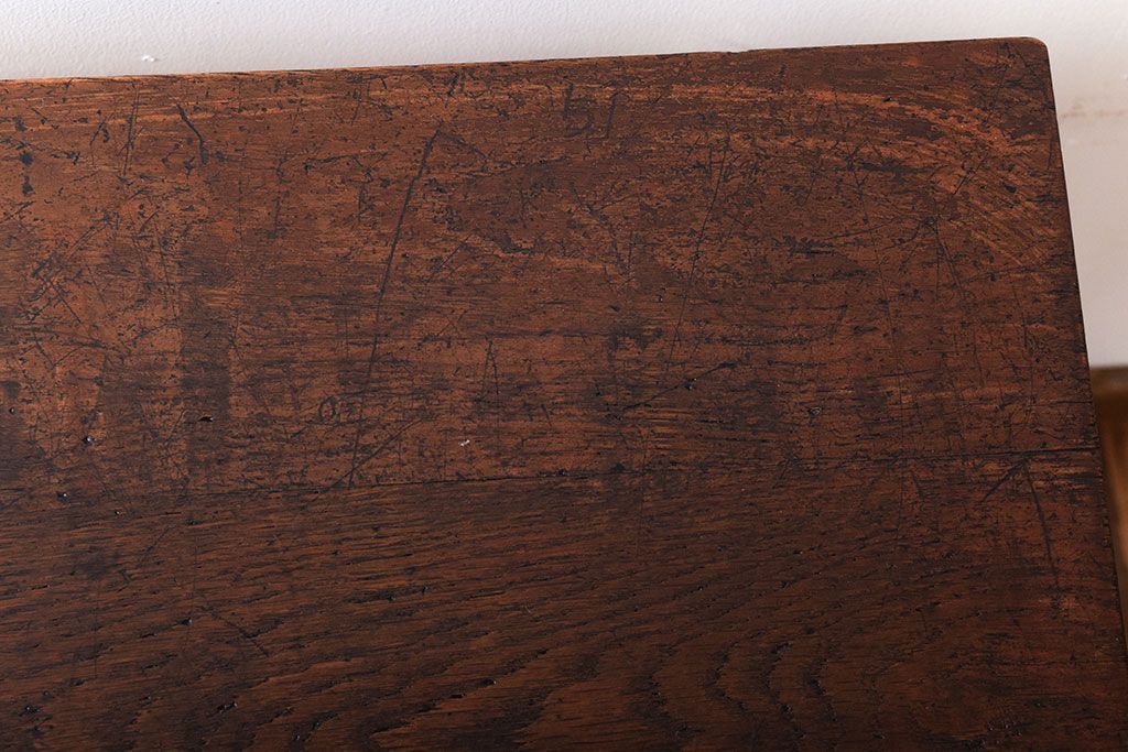 レトロ家具　昭和レトロ　古い木のシンプルな横長平机(コンソールテーブル)