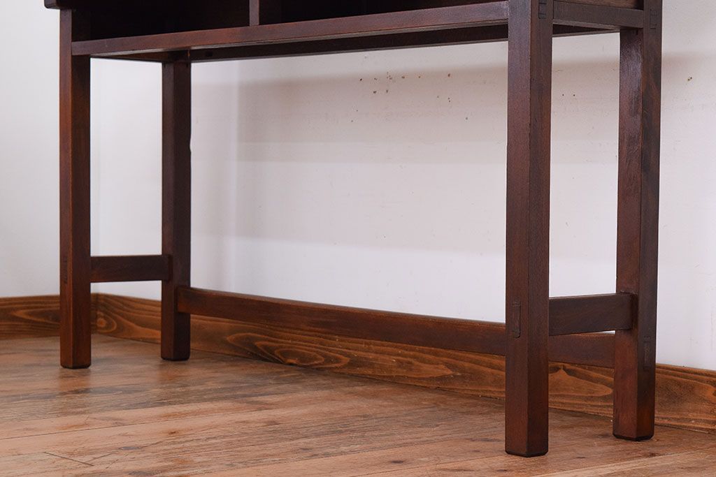 レトロ家具　昭和レトロ　古い木のシンプルな横長平机(コンソールテーブル)