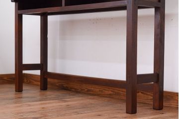 レトロ家具　昭和レトロ　古い木のシンプルな横長平机(コンソールテーブル)